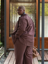 Free Label Cora shacket brown organic cotton button up