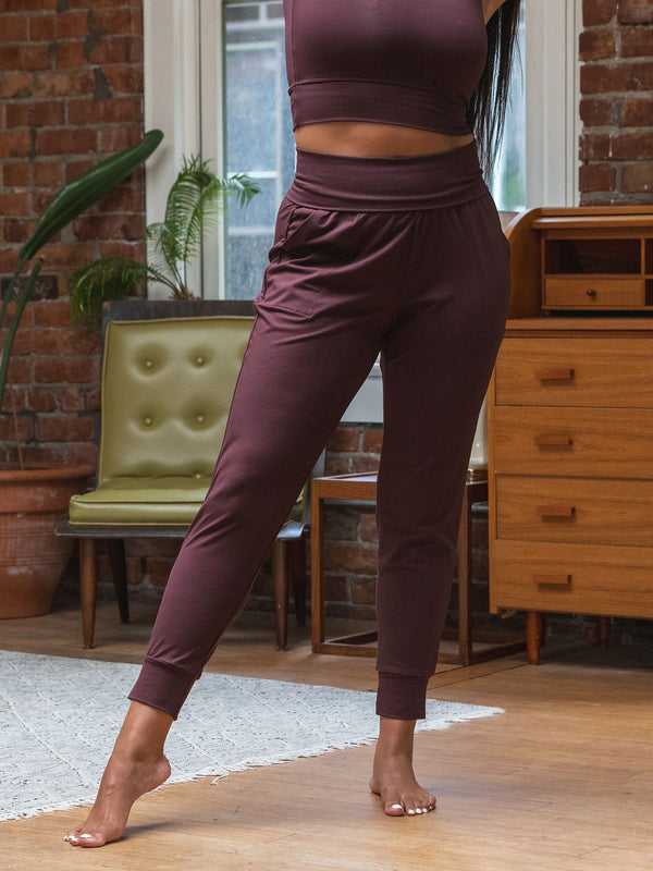 Cherry Cola Fir Jogger by Free Label, Canadian made bamboo joggers