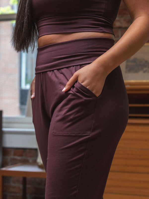 Cherry Cola Fir Jogger by Free Label, Canadian made bamboo joggers