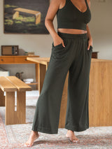 Canadian made dark green wide leg bamboo pants