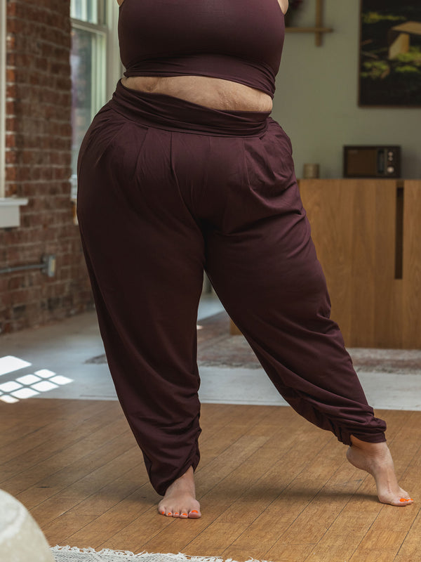 Free Label cherry cola sunday pant, bamboo harem pant made in canada plus size