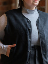 Free Label black reversible organic cotton vest with pockets. Utility vest. PLus size
