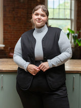 Free Label black reversible organic cotton vest with pockets. Utility vest. PLus size