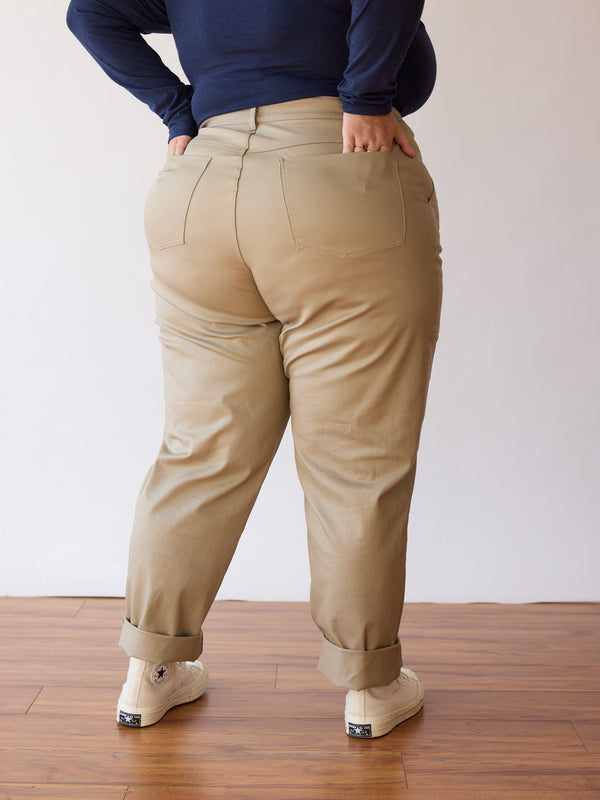 KHAKI STRETCH COTTON TAYLOR PANT