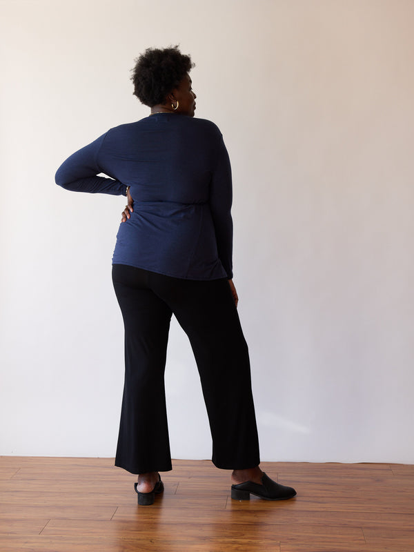 NAVY CHARLENE WRAP TOP