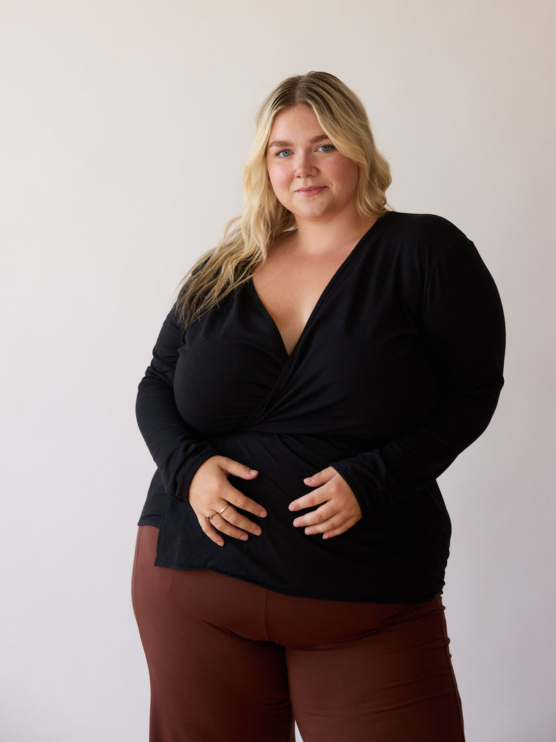 Plus Size Clothing -  Black Charlene Wrap - Free Label FW22 - Ethical and Sustainable Manufacturing - Size Inclusive - Made in Canada 