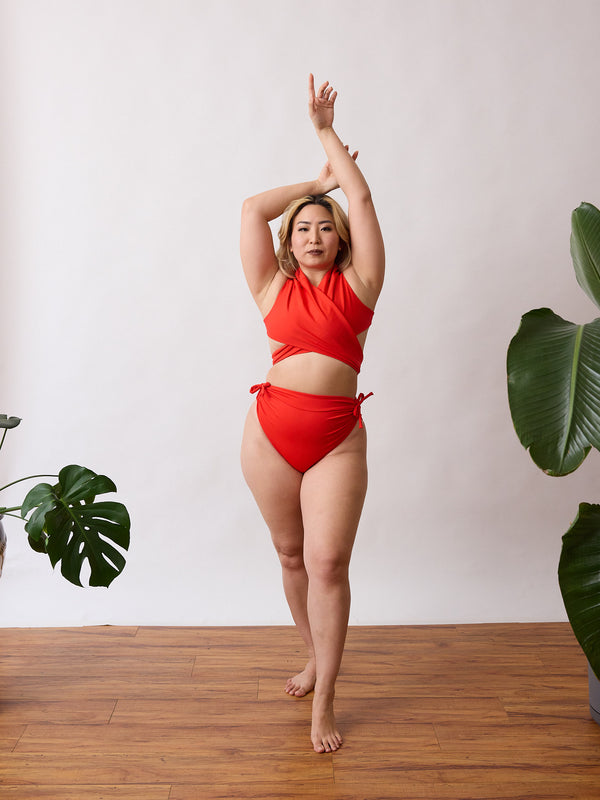 Multi way tie swim top - Red - Plus Size - Plus Size Swimwear - Made in Canada