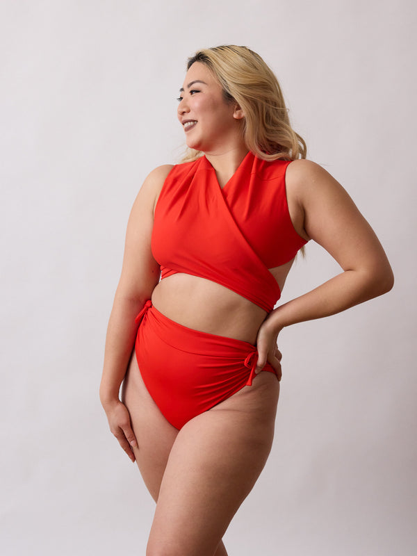 Red Swimsuit - Two Piece - Ethical Clothing - Made in Canada - Size Inclusive 