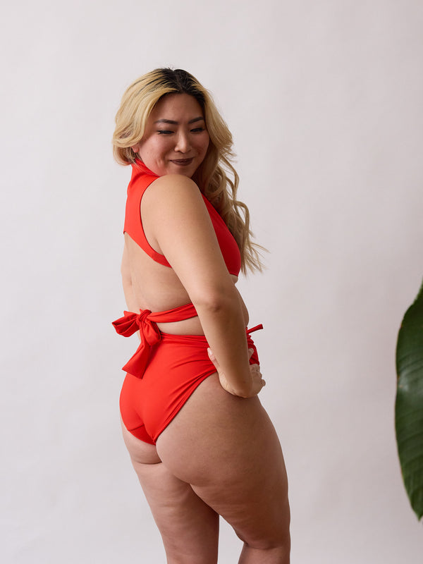 Reversible Swim Bottoms - Red - Plus Size - Free Label Swim - SS23