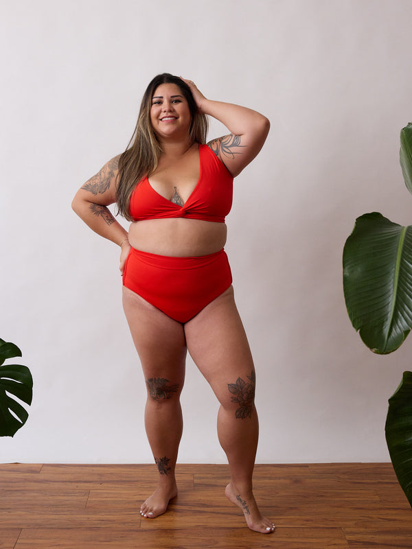 Multi way tie swim top - Red - Plus Size - Plus Size Swimwear - Made in Canada