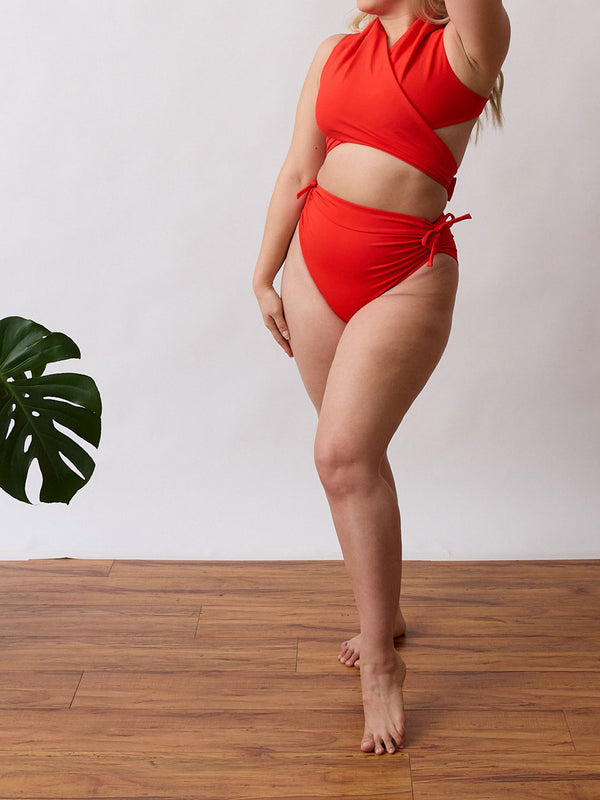 Reversible Swim Bottoms - Red - Plus Size - Free Label Swim - SS23