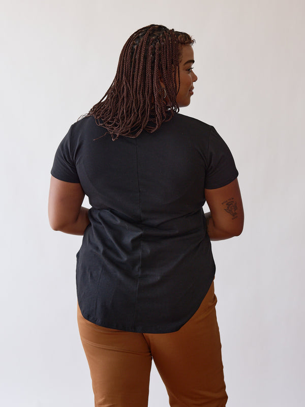 Black Jacquie Tee in Supima Cotton ethically made