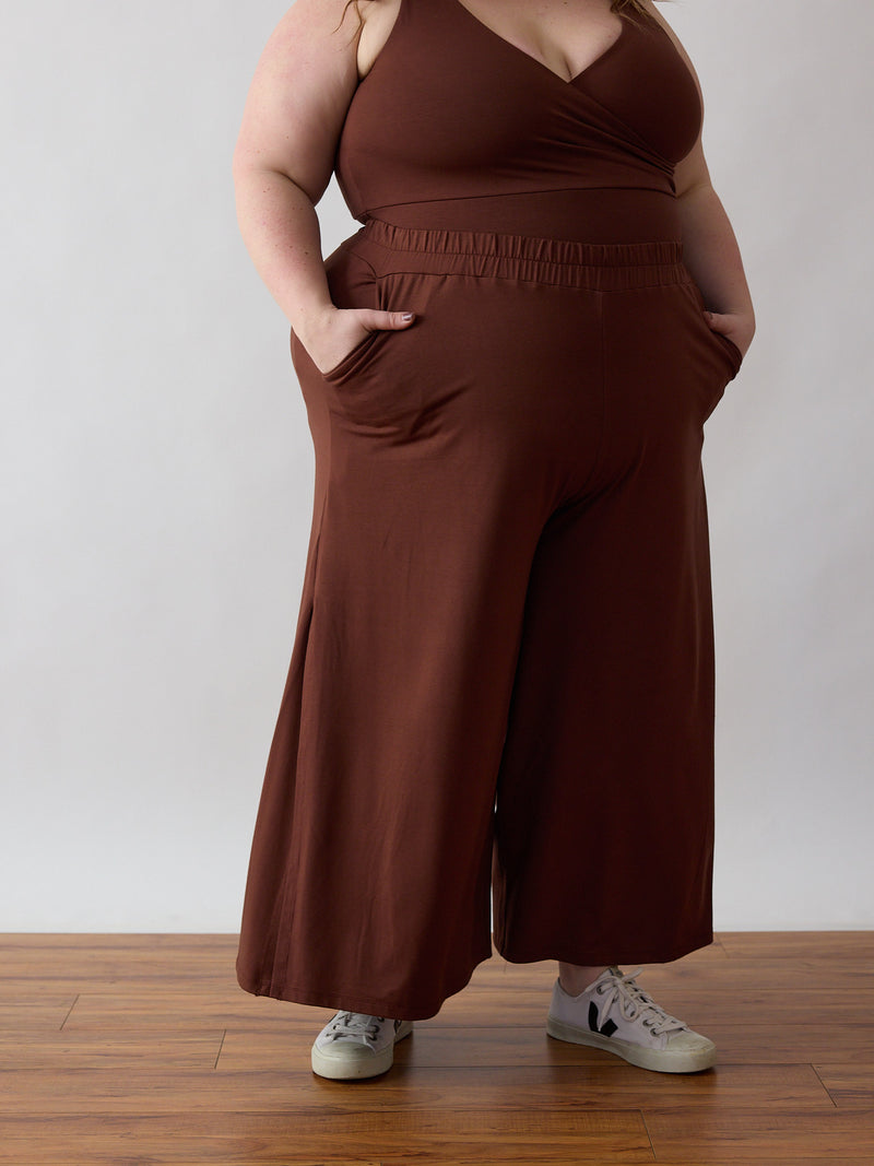 High waisted bamboo wide leg pant plus size