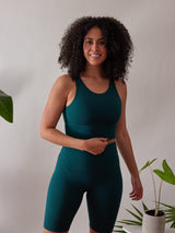 Thick high rise waistband with reinforcing elastic to keep it in place